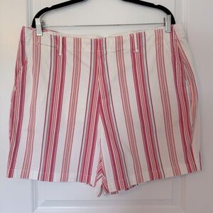 Lands' End Women’s Pink and White Striped Size 18 Flat Front Shorts
